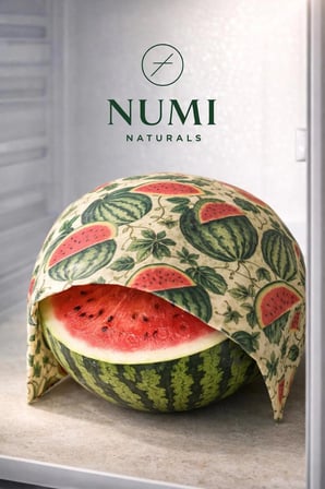 Numi Naturals Premium Balmumu Gıda Saklama Bezi 2’Li Set – Karpuz & Kavun Desenli (40X40 Cm)