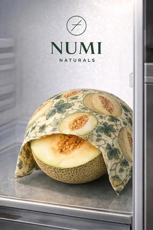 Numi Naturals Premium Balmumu Gıda Saklama Bezi 2’Li Set – Karpuz & Kavun Desenli (40X40 Cm)