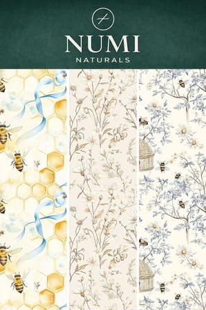 Numi Naturals Balmumu Gıda Saklama Bezleri – Premium 3’Lü Set (30×30 Cm) - Honey Garden