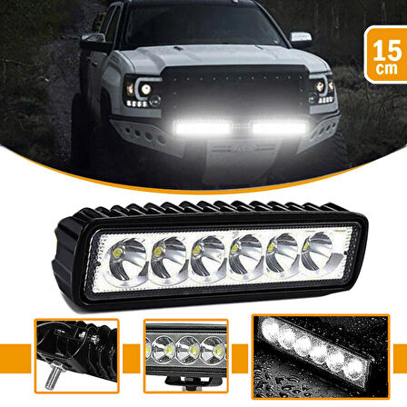 CREE 6 Led 36W Yayıcı Delici Tek Sıra Off Road Led Bar 15 cm