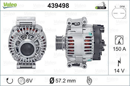 Vag Alternator 14v 150ah A4 A6 1.6 1.8 2.0 2.7 Tdi Bpp Bgb Bwe Bwt - Valeo 439498