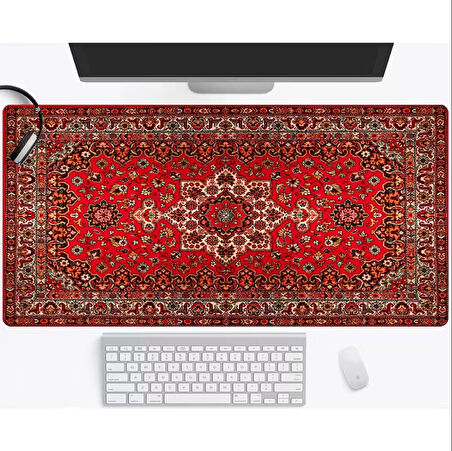 SGE TEKNOLOJİ 70X30 CM KIRMIZI HALI GÖRSELİ KAYDIRMAZ TABAN SPEED YÜZEY OYUNCU MOUSE PAD GAMİNG