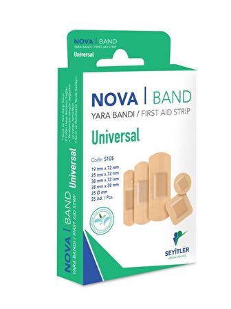 NOVA BAND UNİVERSAL KARMA YARA BANDI 25 ADET 1 KUTU