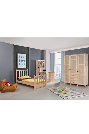 Doğal Ladin Çocuk Odası - Balın Montessori Çocuk Odası Takımı, Dolap, Karyola, Çalışma Masası