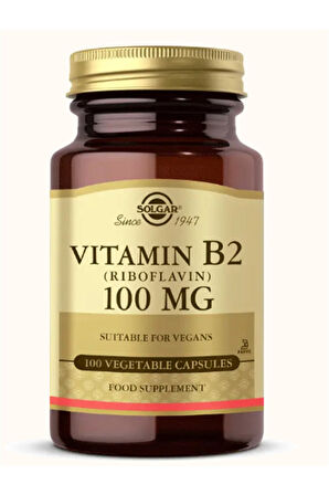 Solgar Vitamin B2 Riboflavin 100 mg 100 Kapsül