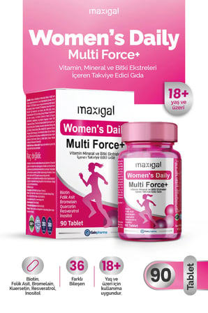 Women's Daily Multi Force Vitamin, Mineral Ve Bitki Ekstreleri Içeren Takviye Edici Gıda