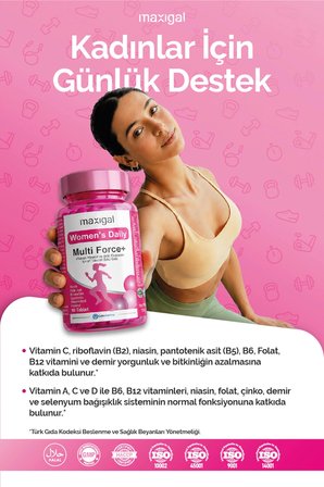 Women's Daily Multi Force Vitamin, Mineral Ve Bitki Ekstreleri Içeren Takviye Edici Gıda