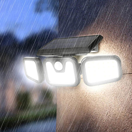 74 LED GÜNEŞ ENERJİLİ HAREKET SENSÖRLÜ 3 TARAFLI SOLAR BAHÇE AYDINLATMA LAMBASI SOKAK LAMBASI