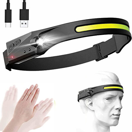 MİGHTY ŞARJLI COB LED 350 LÜMEN HAREKET ALGILAMALI KAFA LAMBASI AVCI IŞILDAK BALIKÇI KAMP LAMBASI