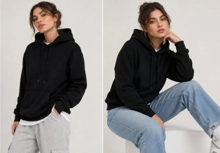 KAPÜŞONLU SWEATSHİRT YUMUŞAK DOKULU ÜÇ İP ŞARDONLU SİYAH