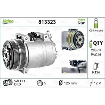 Ford Klima Kompresor Focus 04>11 2.5 St Kuga, C30 06>12  C70 II 06>09  S40 II 06>12  V50 04>10  1.6 -2.4 - Valeo 813323