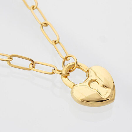 22 Ayar Altın Kalbimin Anahtarı Kolye