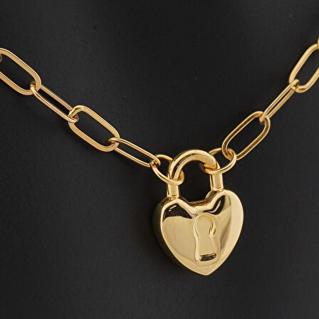 22 Ayar Altın Kalbimin Anahtarı Kolye