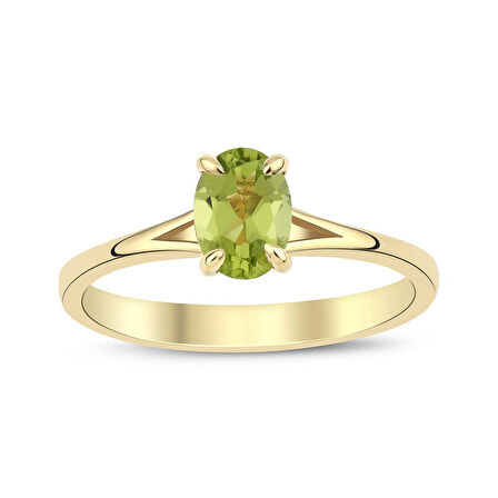 Peridot Oval Tektaş Yüzük