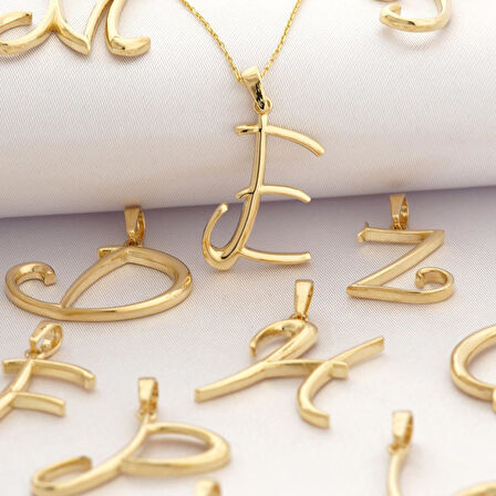 El Yazısı Harf Altın Kolye / 14 Ayar