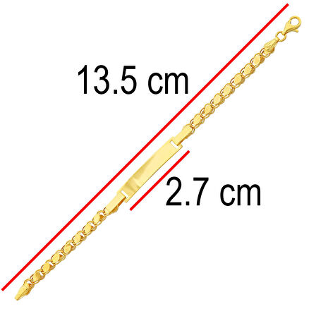 Altın Pullu Çocuk Künye Bileklik