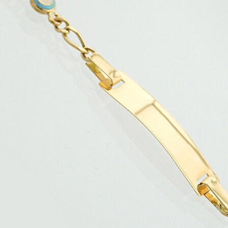 Mavi Nazar Boncuk Altın Çocuk Künye Bileklikk