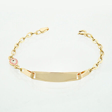 Damla Pembe Mineli Çocuk Künye Bileklik