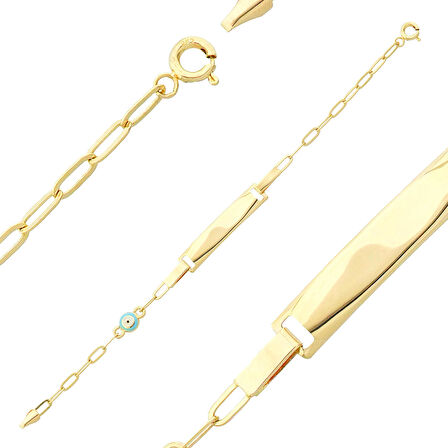 Mavi Göz Mineli Çocuk Künye Bileklik