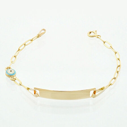 Mavi Göz Mineli Çocuk Künye Bileklik