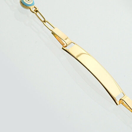 Mavi Göz Mineli Çocuk Künye Bileklik