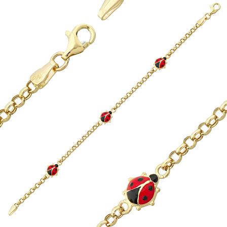 Mineli Uğur Böceği Zincir Çocuk Bileklik