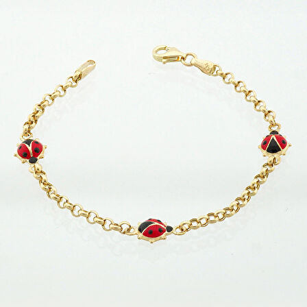 Mineli Uğur Böceği Zincir Çocuk Bileklik