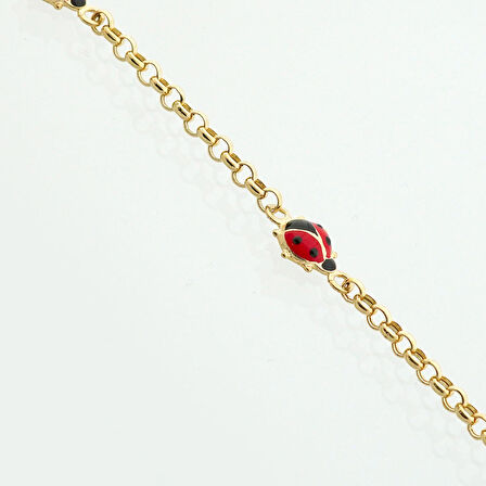 Mineli Uğur Böceği Zincir Çocuk Bileklik