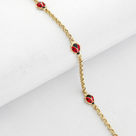 Mineli Uğur Böceği Zincir Çocuk Bileklik