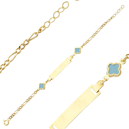 Yonca Altın Çocuk Künye Bileklik