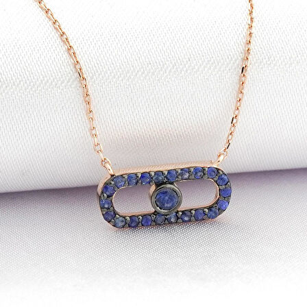 İris Safir Geometrik Kolye