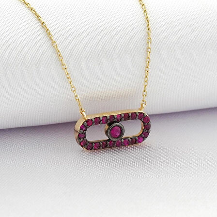 İris Yakut Geometrik Kolye