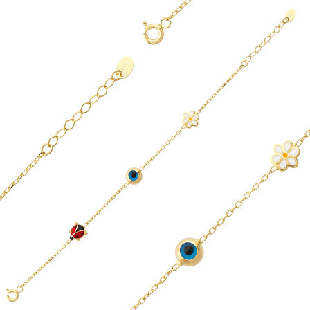 14K Altın Bileklik Forze-Uğur B-Nazar-Çiçek