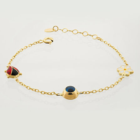 14K Altın Bileklik Forze-Uğur B-Nazar-Çiçek