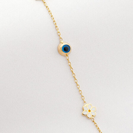 14K Altın Bileklik Forze-Uğur B-Nazar-Çiçek