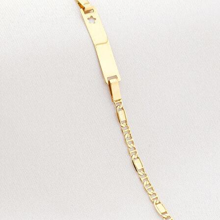 Çocuk Altın Künye Bileklik -Yıldız Figürlü