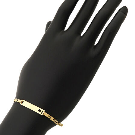 Çocuk Altın Künye Bileklik -Yıldız Figürlü