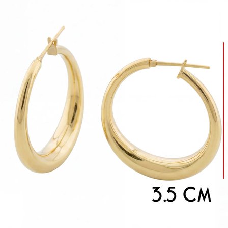 Modern Halka 14 Ayar Altın Küpe