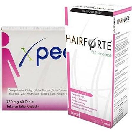 Hairforte Sprey Bayan 60 Ml +Xpecia Bayan 60 Tablet Saç Bakım Paketi