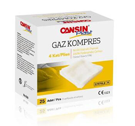 CANSINPLAST GAZ KOMPRES 7,5X7,5 5X5 25 Lİ NO:550