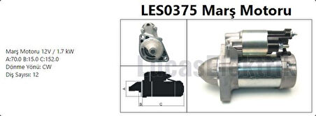 Mercedes Mars Motoru (denso Tip, 12v 1,7kw 12 Dis) X204 08>15 W204 08>14 C218 14>17 W212 09>15 C207 10>16 Vit - Lucas Les0375