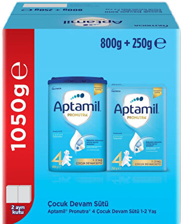 Nutrıcıa Aptamil Pronutra 800GR+250GR Toplam: 1050GR Devam Sütü No:4 (1 Yaş ve Üzeri) Avantaj Pk