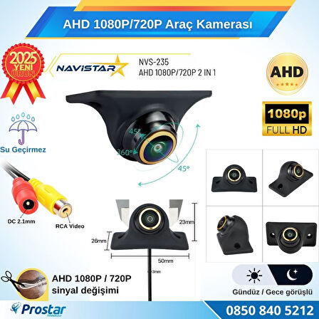 AHD 1080P/720P Silikonlu Arka, Yan ve Ön Görüş Kamerası Rca Soket