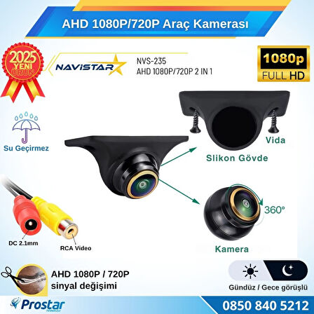AHD 1080P/720P Silikonlu Arka, Yan ve Ön Görüş Kamerası Rca Soket