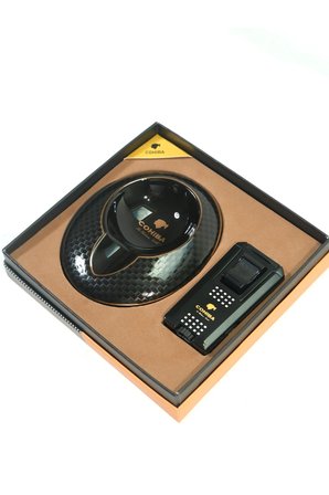 Cohiba Çift Torch Çakmak Porselen Tekli Küllük Karbon İkili Puro Seti TR9833
