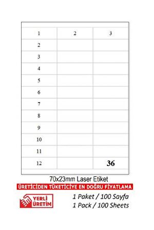  A1 Etiket Tw-2433 500 A4 Sayfa Laser Etiket 70X23 1 A4 Sayfada 36 Etiket