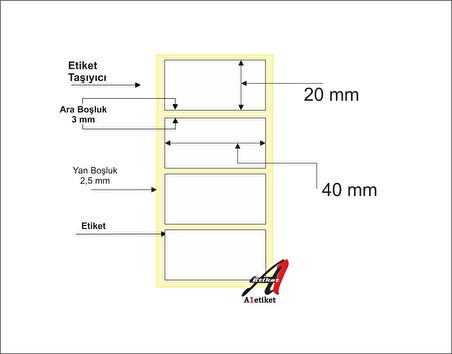 A1 Etiket 20 x 40 mm 1.000 Adet Lamine Barkod Etiketi 1 Rulo 