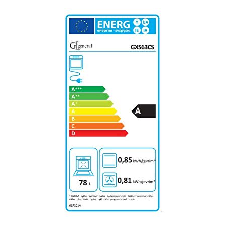 GL General Azure GLF 64CS 10F SteamArt Buhar Destekli Pişirme Siyah Ankastre Fırın