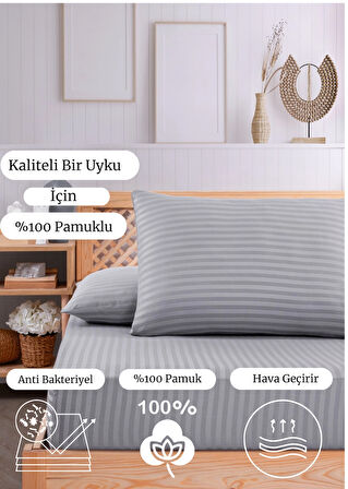 Soft Cotton Çift Kişilik Lastikli Çarşaf Seti 160x200 Cm + 2 Adet Yastık Kılıfı 50x70 Cm