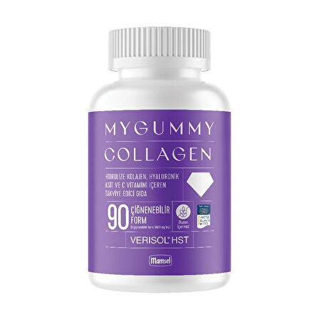 Mygummy Collagen Hidrolize Kolajen, Hyaluronik Asit ve C vitamin İçeren Takviye Edici Gıda 90 Çiğnenebilir Form 00735